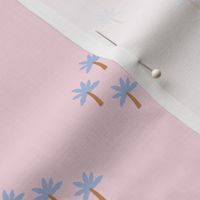 Little palm tree forest aloha tropical island vibes summer design periwinkle blue on pink
