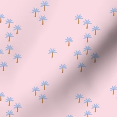 Little palm tree forest aloha tropical island vibes summer design periwinkle blue on pink