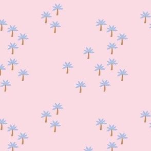Little palm tree forest aloha tropical island vibes summer design periwinkle blue on pink