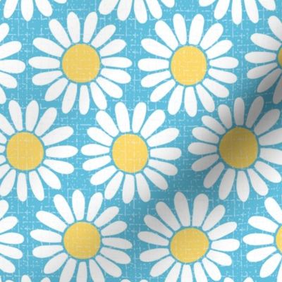 Vintage daisy daisy daisy blue yellow wallpaper scale by Pippa Shaw
