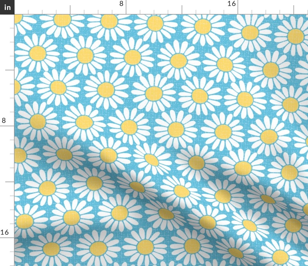 Vintage daisy daisy daisy blue yellow wallpaper scale by Pippa Shaw
