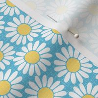 Vintage daisy daisy daisy blue yellow large scale by Pippa Shaw