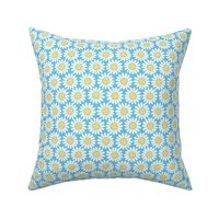 Vintage daisy daisy daisy blue yellow large scale by Pippa Shaw