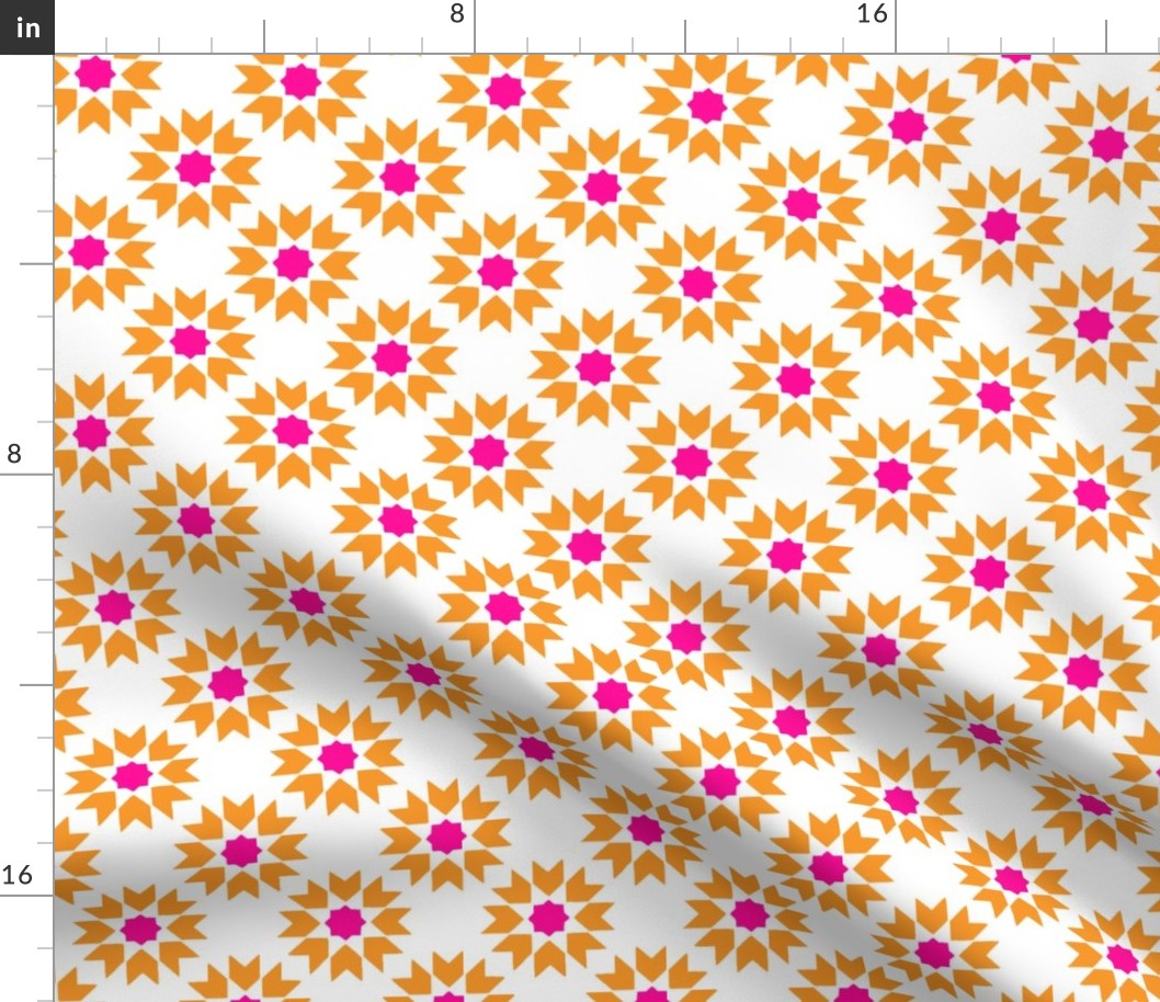 Tile Flowers Pink Orange