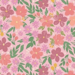 Pink Watercolor Floral Spring Mix Medium