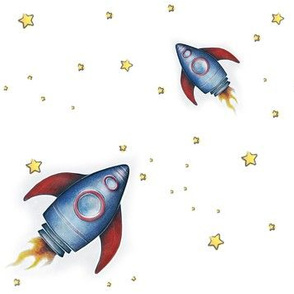 Reach for the Stars - Rocketship with white background