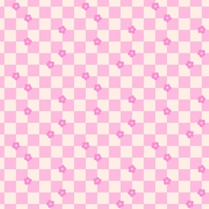 Checkered Blooms-Pink