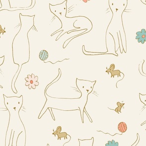 Kitties with Yarn on Cream_LRG