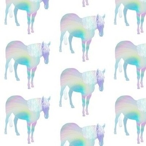 Rainbow Watercolor Horses