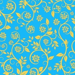 Floral Ornate Pattern  - Blue 