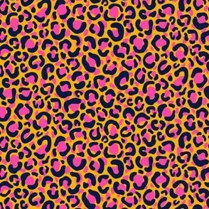 Small print animal print midnight blue, hot pink, marigold