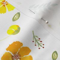 268 - Medium scale Light and airy watercolor Spring floral design,  for summer table linen, throw pillows, bedlinen and apparel.