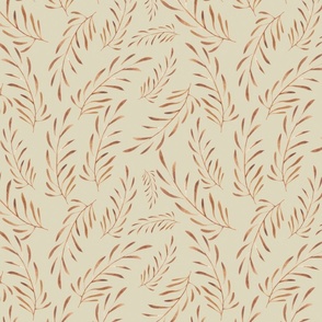 Beige felt with bronze leaves 