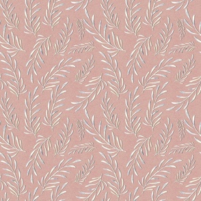 Pink felt with white leaves 