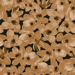 Early Crocus Floral Beige/Black Small