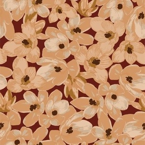 Early Crocus Floral Beige/Red Small