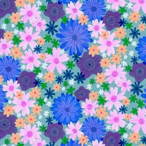 Lush Flowers - Blues Pattern