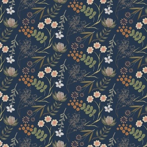Floral Wilderness in Navy | 6" Repeat