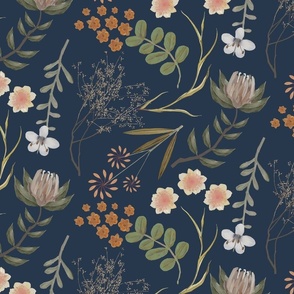Floral Wilderness in  Navy | 12" Repeat