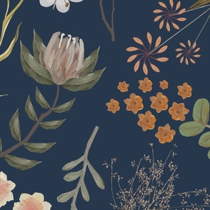 Floral Wilderness Navy | 24" Repeat