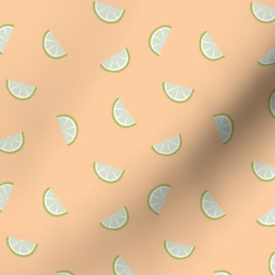 Little summer cocktail minimalist lime slices fruit garden design peach green