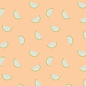 Little summer cocktail minimalist lime slices fruit garden design peach green