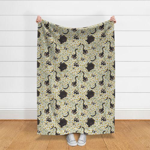 spring cats - big scale - dasies Fabric | Spoonflower