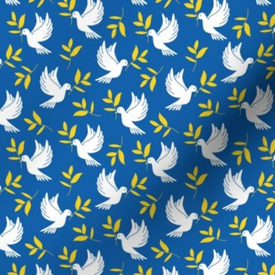 Stand with Ukraine freedom birds - Make love not war bird of peace in traditional ukrainian flag colors white yellow on blue DONATION small 
