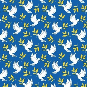 Stand with Ukraine freedom birds - Make love not war bird of peace in traditional ukrainian flag colors white yellow on blue DONATION small 
