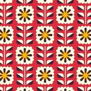 0795 - scandinavian flowers, red