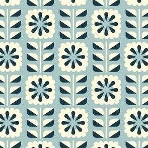 0796 - scandinvian flowers, blue