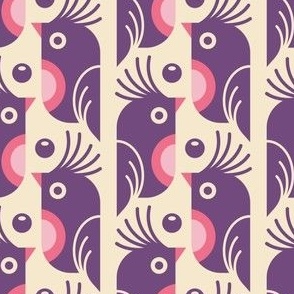 0802 - funny retro birdies, purple pink