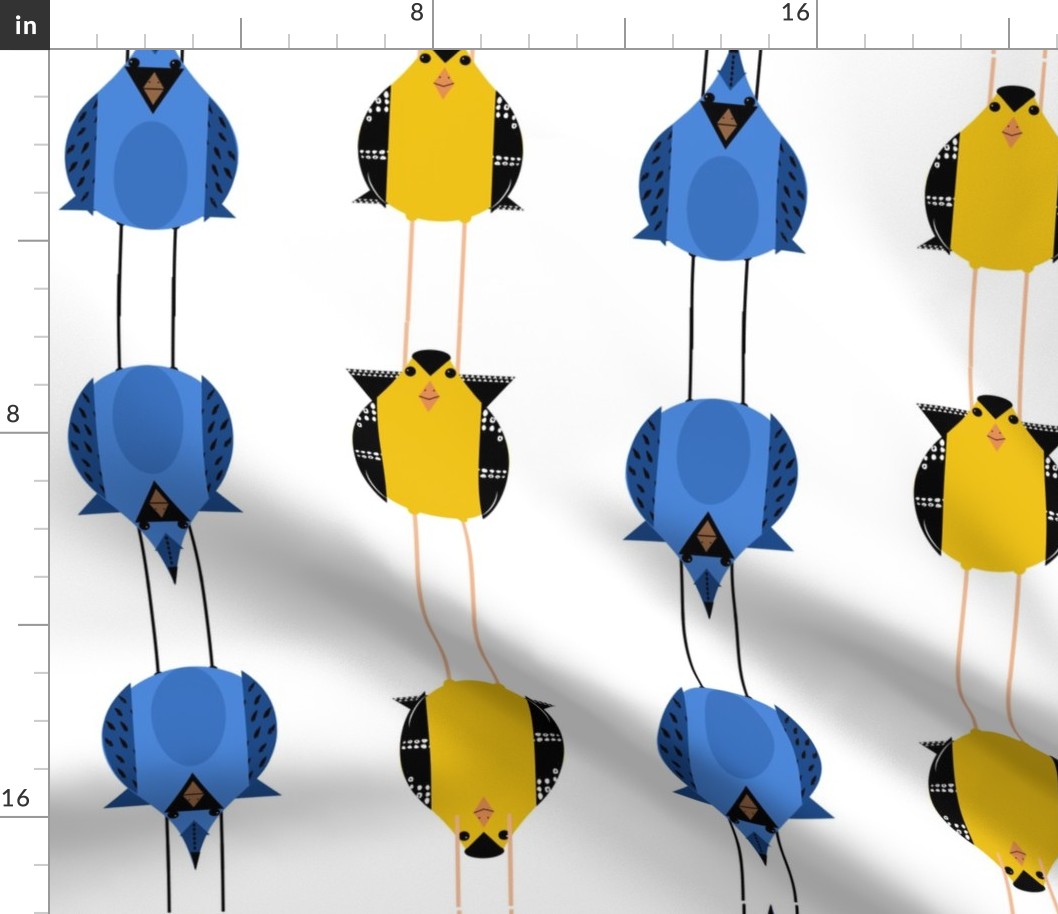 birds - blue yellow