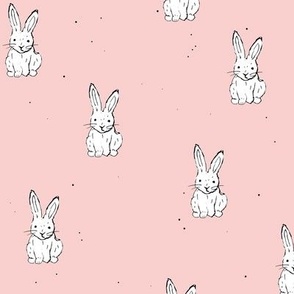 Bunnies - Little freehand sketched bunny design for easter soft pink