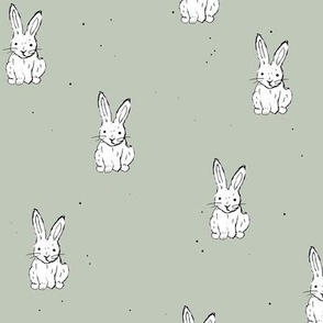 Bunnies - Little freehand sketched bunny design for easter sage green