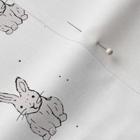 Bunnies - Little freehand sketched bunny design for easter gray on white