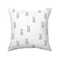 Bunnies - Little freehand sketched bunny design for easter gray on white