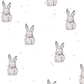 Bunnies - Little freehand sketched bunny design for easter gray on white