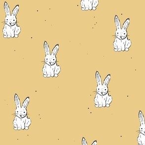 Bunnies - Little freehand sketched bunny design for easter mustard yellow