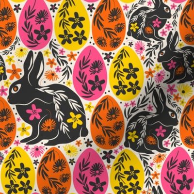 Easter Eggs and Bunnies in bright colors