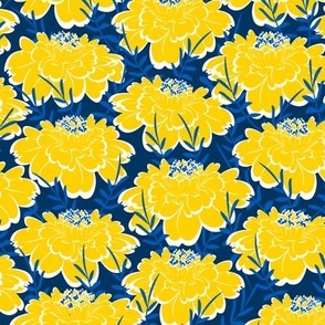 Yellow flowers on a dark blue background
