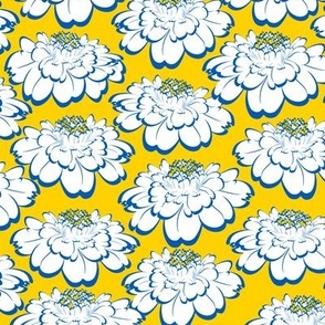  White flowers on a yellow background