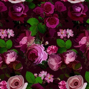 Fuchsia Pink Moody Flower Cottagecore Pattern