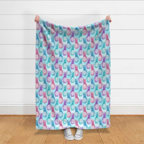 Tropical Pineapple - Sky Blue Large Scale