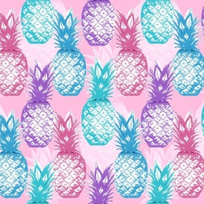 Tropical Pineapple - Pink Large Scale