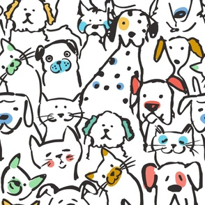 Color Pop Cats and Dogs, 24in x 31.3in repeat scale