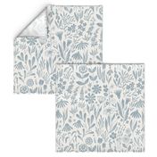 Wildflowers - blue/grey and cream - medium 