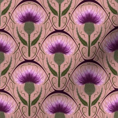 Art Nouveau Scottish Thistle in Pink (small size)