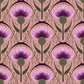 Art Nouveau Scottish Thistle in Pink (small size)