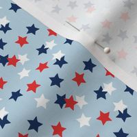 Navy blue white and red stars USA american national holiday 4th of july on baby blue SMALL